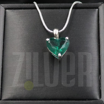 925 Sterling Silver Aquamarine Heart Pendant