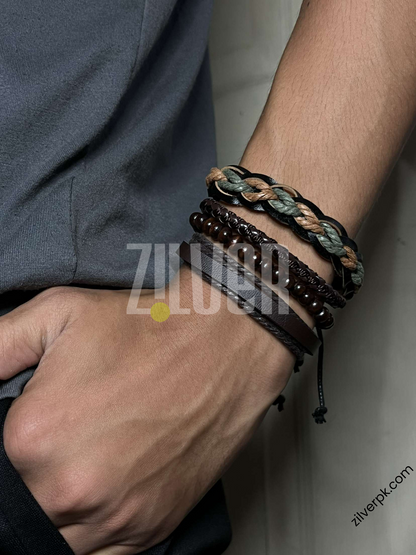 Unmatched Collection of Leather & Beads Bracelets