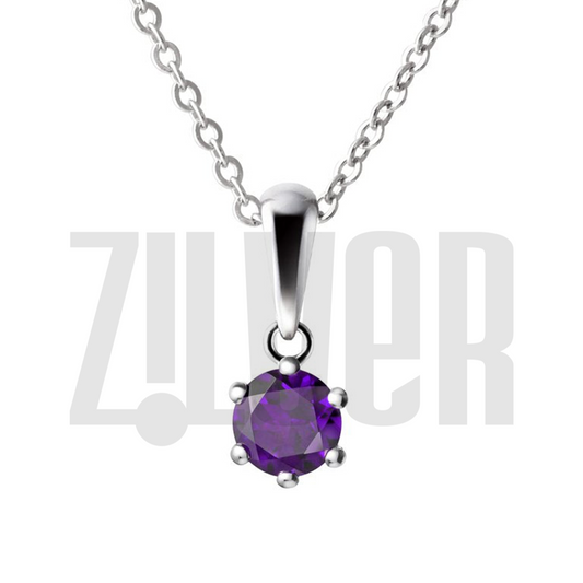 Amethyst Gemstone & Sterling Silver Pendant