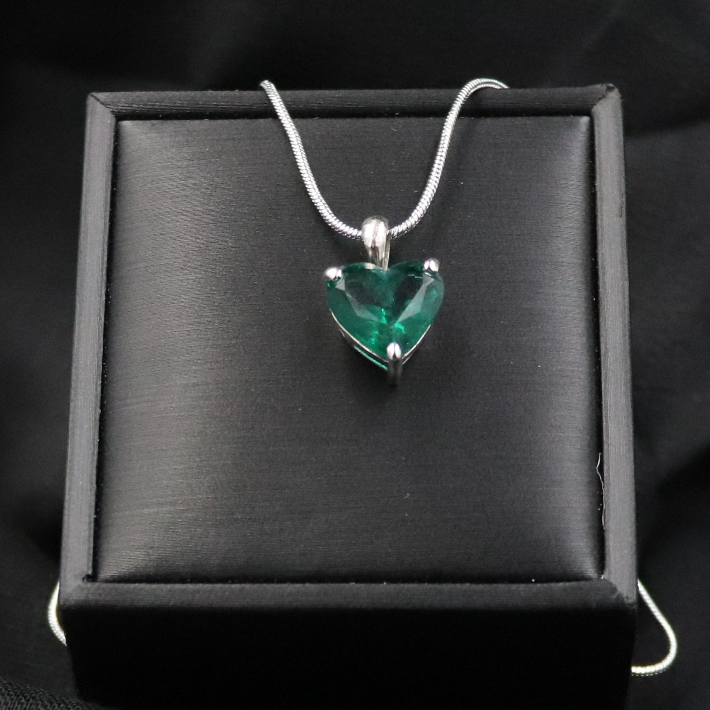 925 Sterling Silver Hand Crafted Necklace With Aquamarine Heart Pendant