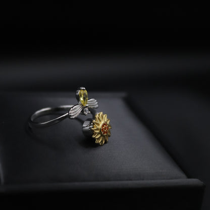 925 Sterling Sunflower Fidget Ring