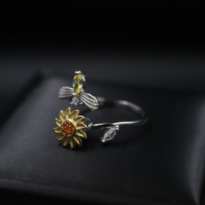 925 Sterling Sunflower Fidget Ring