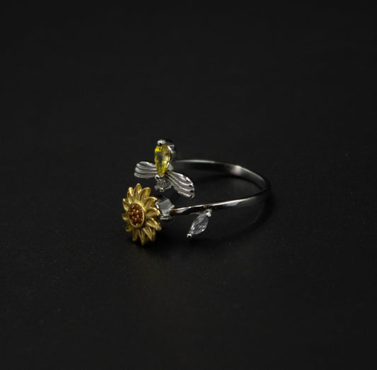 925 Sterling Sunflower Fidget Ring