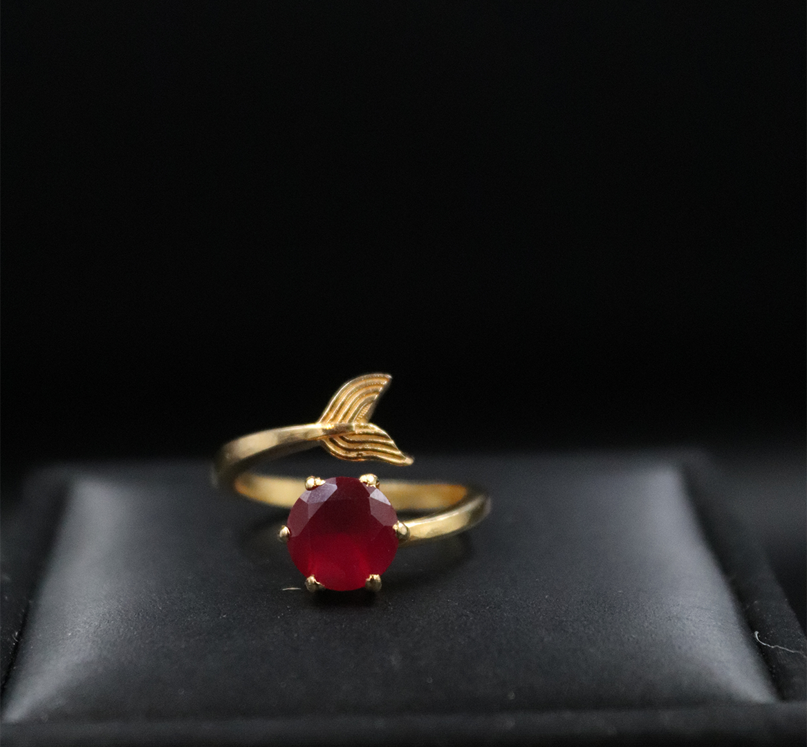 RED MERMAID GOLD PLATED RING