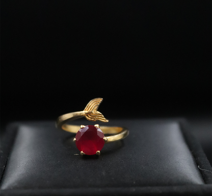 RED MERMAID GOLD PLATED RING