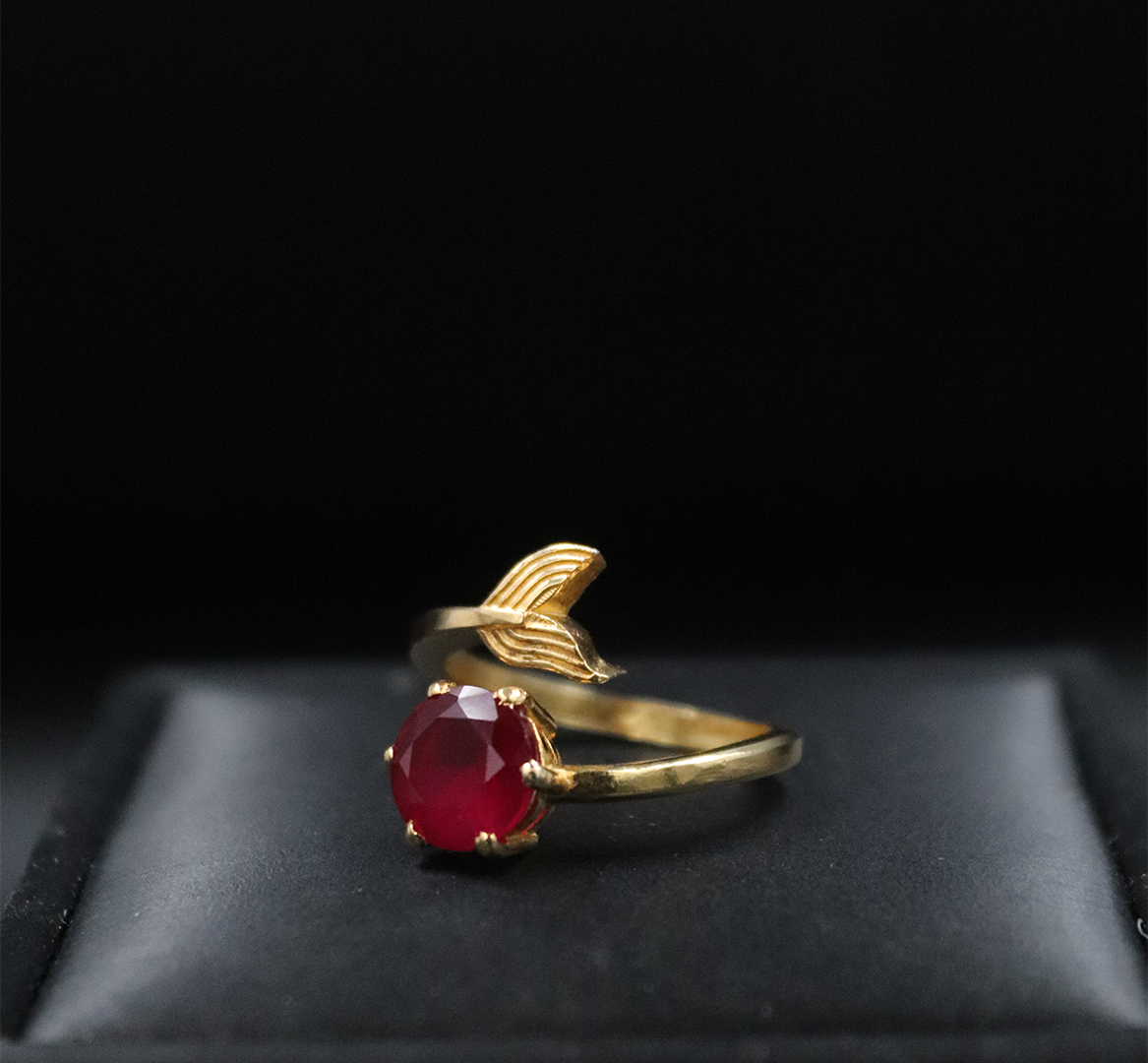 RED MERMAID GOLD PLATED RING