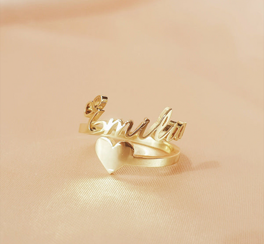 Single Name Heart Ring