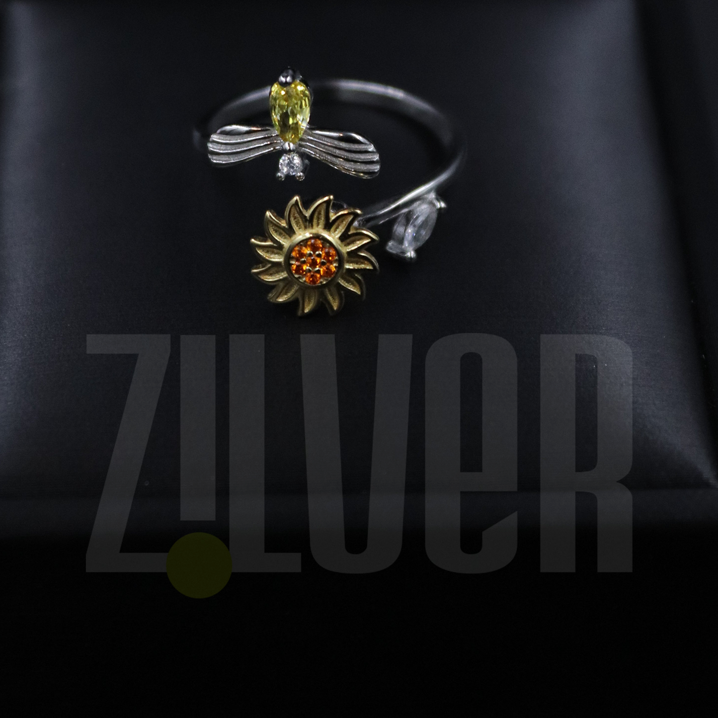 925 Sterling Sunflower Fidget Ring