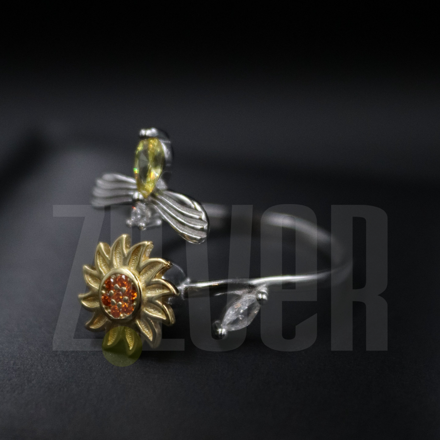 925 Sterling Sunflower Fidget Ring