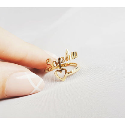 Unique Single Name Heart Ring